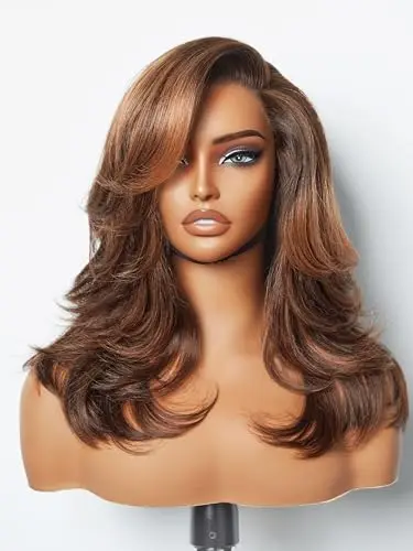 LUVME HAIR ombre brown wavy human hair bob wig with HD lace