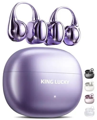 King Lucky i121 clip-on wireless earbuds in purple