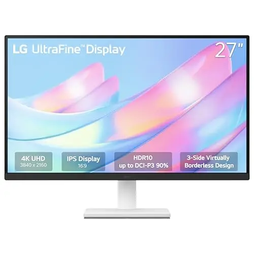 LG 27US500-W 27-inch 4K UHD monitor for entry-level photo editing