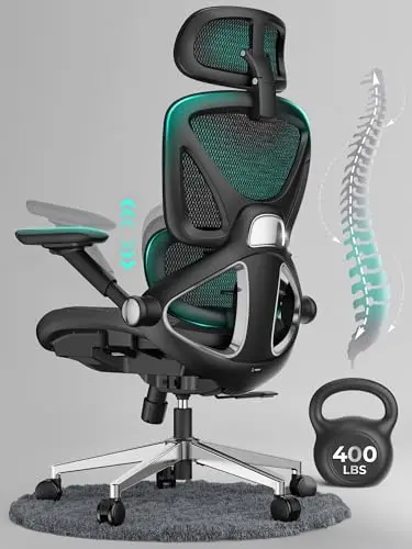 CAPOT ergonomic mesh office chair with adjustable lumbar and flip-up arms