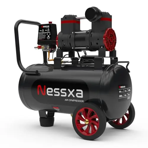Nessxa 8-gallon ultra quiet air compressor with wheels