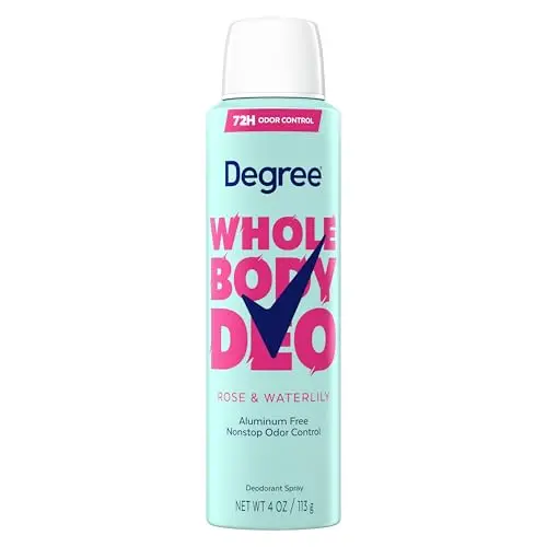 Degree women's whole body deodorant spray with rose and waterlily scent