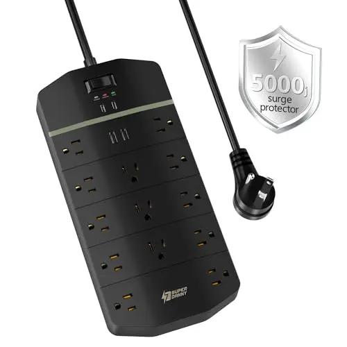 SUPERDANNY industrial surge protector with 13 outlets and USB-C ports