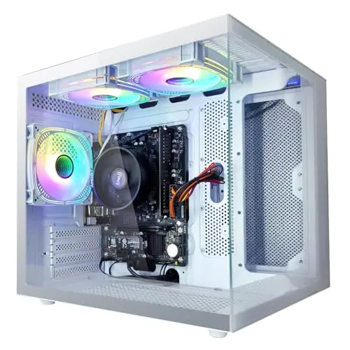 suevery white office gamer computer with clean minimalist design