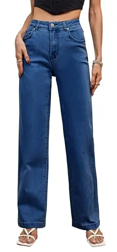 Tsher Women's High Waisted Straight Leg Jeans in jeans blue