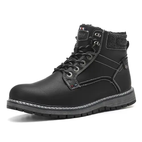 ANALEAF men's snow boots with fur lining and non-slip sole