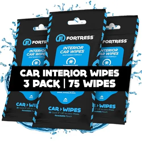 Fortress travel-size car interior cleaning wipes in resealable pouch