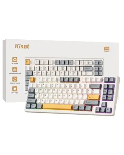 Kisnt wireless mechanical keyboard with retro beige keycaps