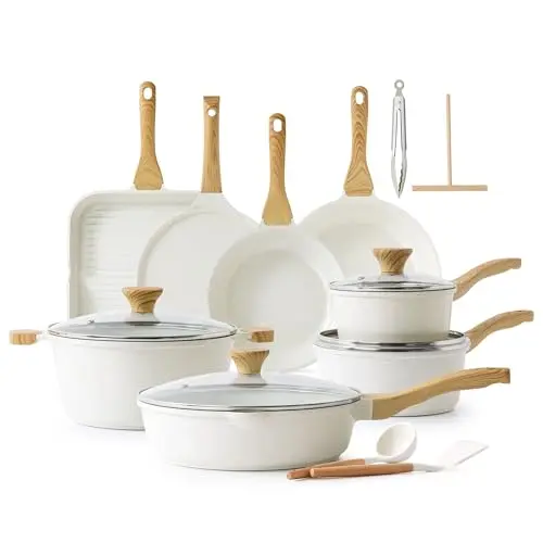 SENSARTE ceramic cookware set on gas stove