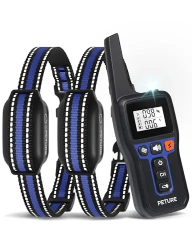 PETURE automatic bark collar for dogs with remote and adjustable settings