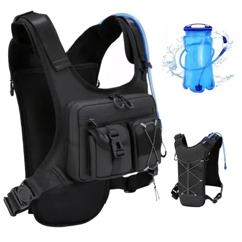 Criuage hydration vest backpack showing adjustable straps and multiple storage pockets