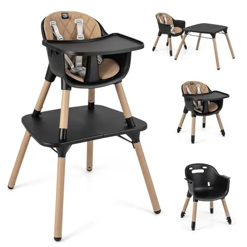 BABY JOY 5-in-1 convertible high chair in brown