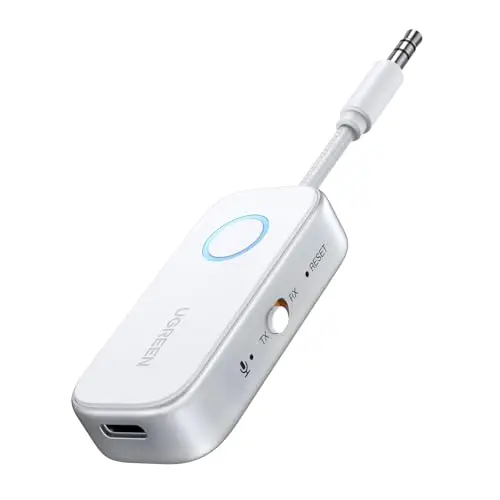 UGREEN Bluetooth 6.0 transmitter receiver in white with 2-in-1 functionality