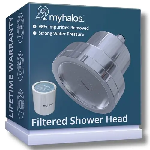 MyHalos filtered shower head with three-stage water softener
