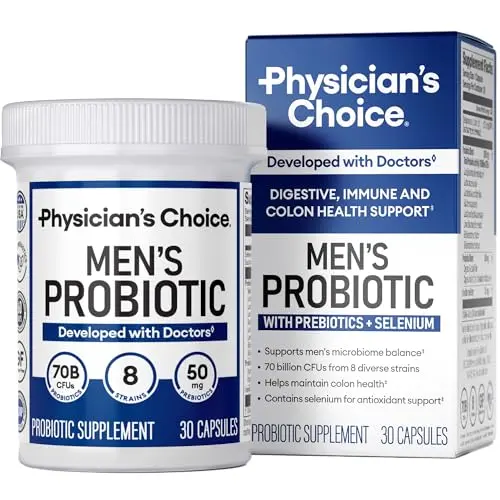 Physician's Choice Probiotics for Men bottle with selenium and 70 billion CFU