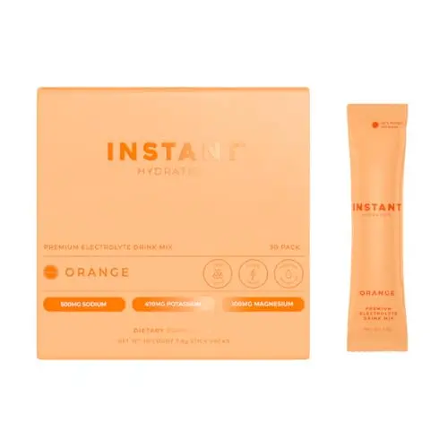 Instant Hydration electrolyte powder packets in citrus orange flavor