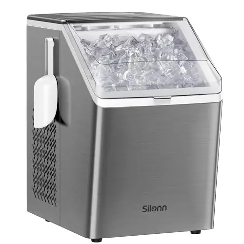 Silonn countertop ice maker producing clear ice cubes