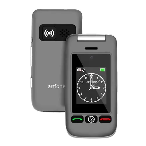 ARTFONE G6 grey flip phone for seniors with large buttons