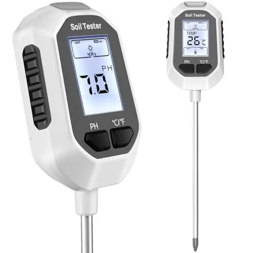 YAMRON Digital 4-in-1 Soil Meter with LCD display showing multiple readings