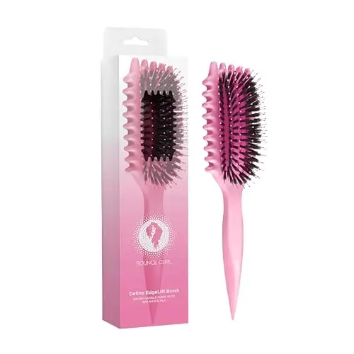 Bounce Curl Define EdgeLift brush in pink with vegan boar bristles