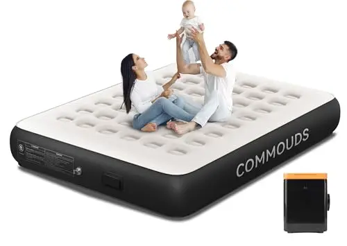 COMMOUDS queen air mattress with built-in pump