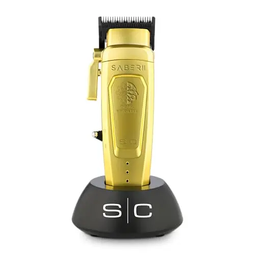 Stylecraft Saber II professional cordless hair clipper in gold with full metal body