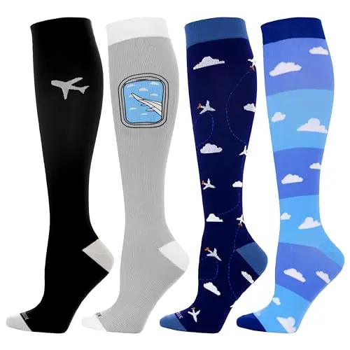 LEVSOX compression socks with colorful patterns and designs