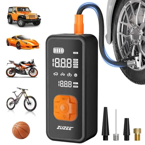 ZUZEE Z1 portable tire inflator with digital display and LED light