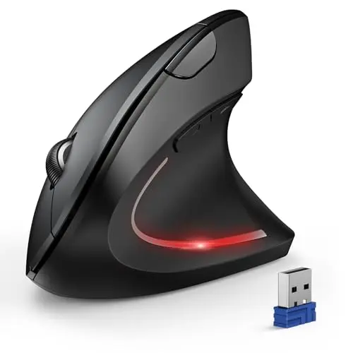 TECKNET wireless Bluetooth vertical ergonomic mouse in black