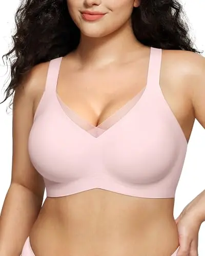 LetsJoli lace V-neck wireless bra with jelly strip support