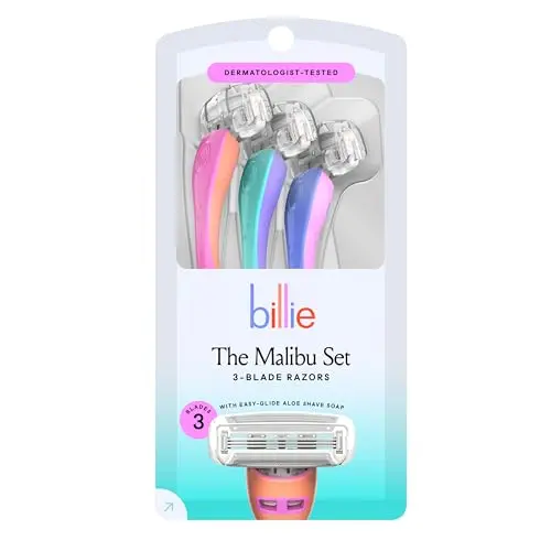 Billie disposable women's razors with aloe shave soap and pivoting head