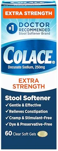 Colace extra strength stool softener capsules for constipation relief