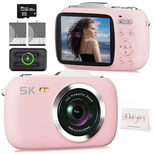 Camcordy G7 digital camera in pink with compact body