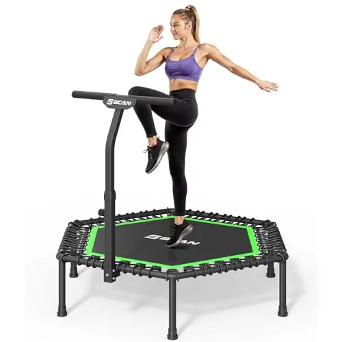 BCAN 51 inch mini hexagon trampoline with T-adjustable handle bar