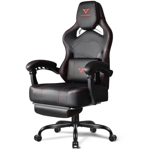 VITESSE Big and Tall Gaming Chair with oversized headrest and lumbar pillow