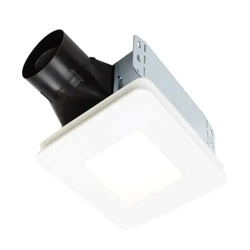 Broan-NuTone BEL8 bathroom exhaust fan with integrated LED light and white cover
