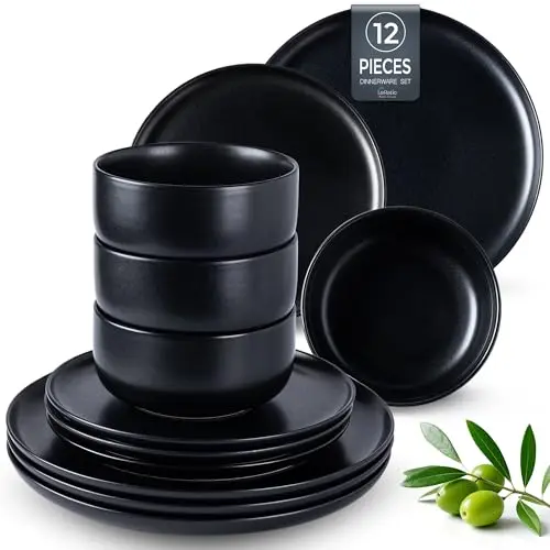 LERATIO handcrafted stoneware dinnerware set with reactive glaze