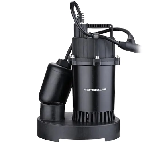 Tenzzola 1 HP aluminum and thermoplastic sump pump with float switch