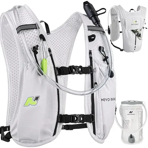 N NEVO RHINO running hydration vest with insulated bladder and reflective accents