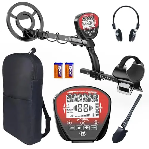 ANWIEL metal detector in black and red with adjustable stem