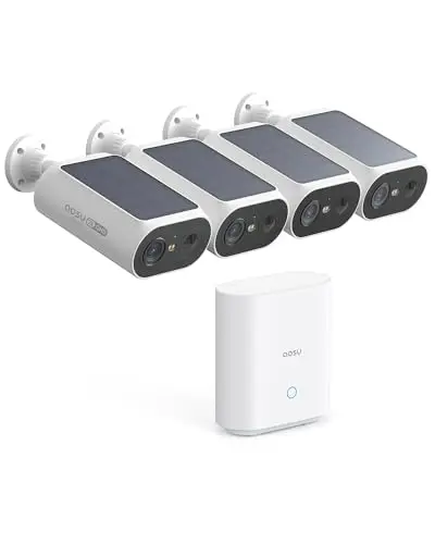 AOSU solar-powered wireless security camera system with homebase