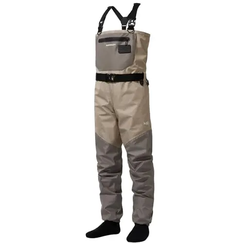 BASSDASH FW08 breathable waders with multiple pockets and gravel guards