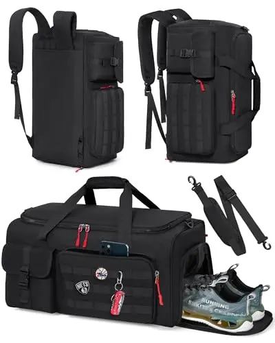 RAINSMORE gym and travel duffel backpack in black
