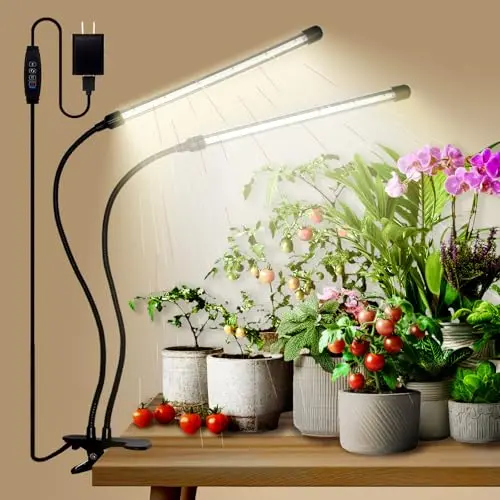 LEOTER clip-on grow light with flexible gooseneck and timer