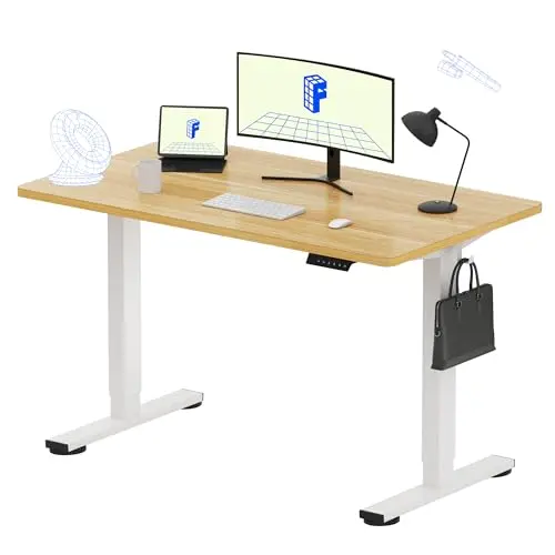 FLEXISPOT EN1 whole-piece electric standing desk with maple desktop