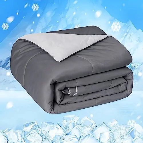 HOMFINE grey cooling comforter with double-sided cold effect