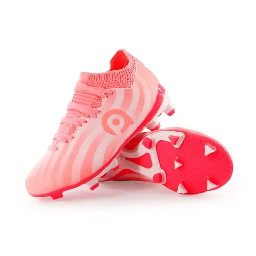 AMZZPIK pink kids soccer cleats with modern design and heel support