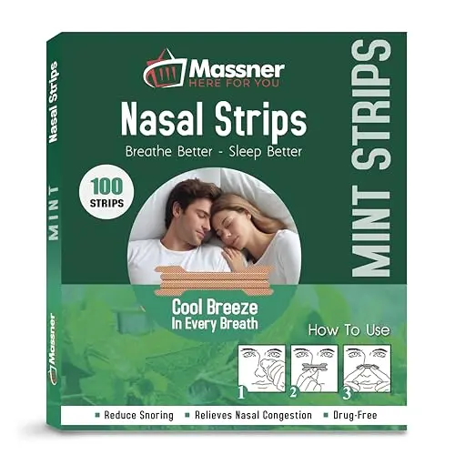 Massner Mint nasal strips for snoring relief and congestion