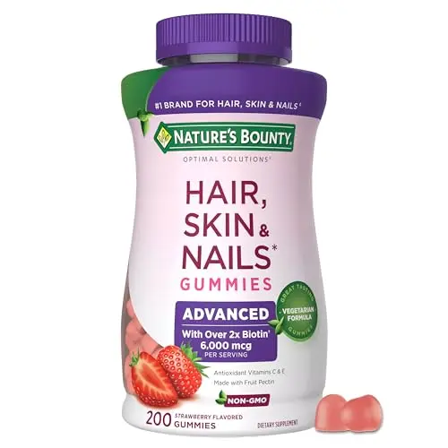Nature's Bounty Advanced Hair Skin and Nails gummy vitamins in strawberry flavor