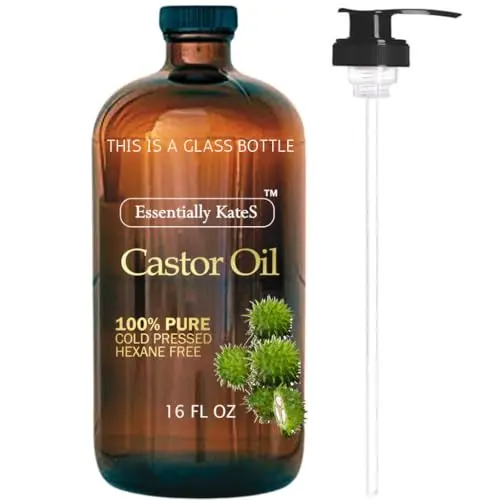 Essentially KateS Castor Oil in large glass bottle with pump